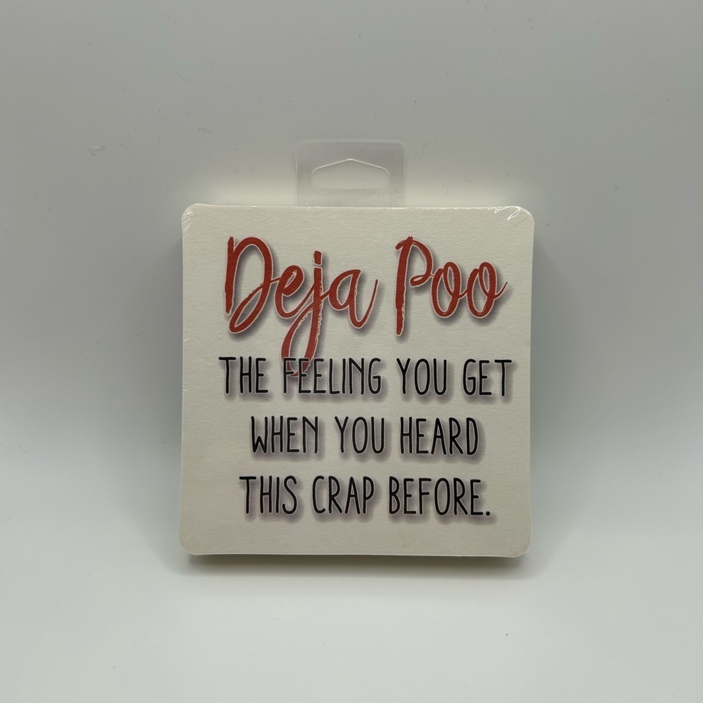 Deja Poo Funny Bar Coasters (Pack of 6 paper coasters)